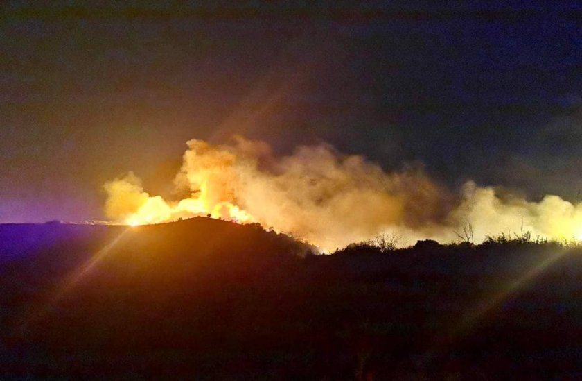 Пожар горя край бургаския квартал Крайморие, гъсти облаци дим покриха