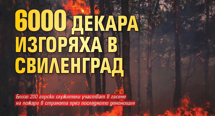 6000 декара изгоряха в Свиленград