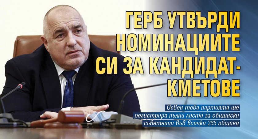 ГЕРБ утвърди номинациите си за кандидат-кметове