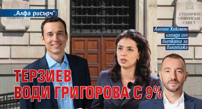 "Алфа рисърч": Терзиев води Григорова с 9%