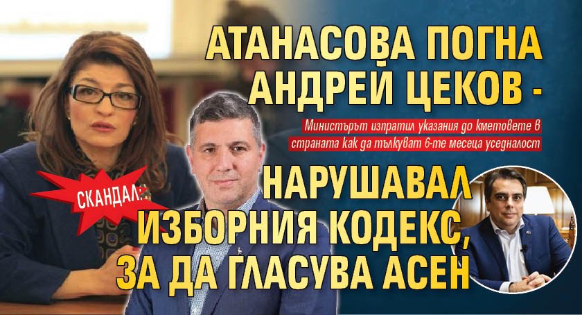 Скандал: Атанасова погна Андрей Цеков - нарушавал Изборния кодекс, за да гласува Асен