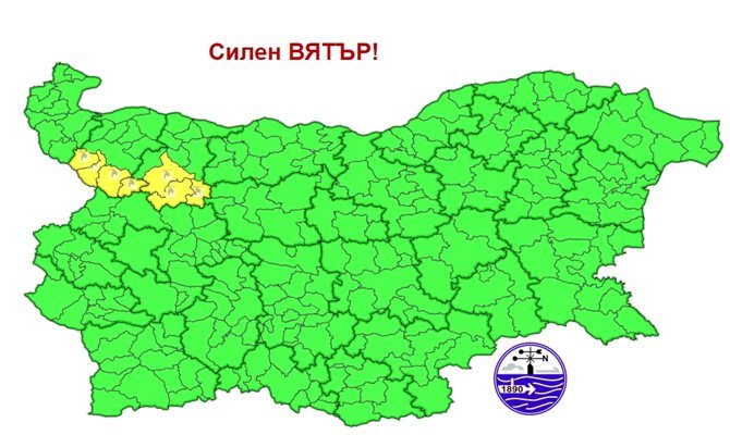 Жълт код за вятър в планините на Северозападна България утре