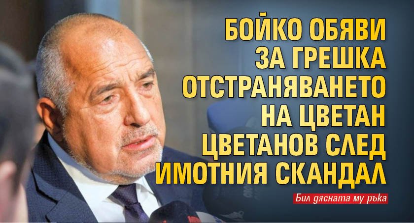 Бойко обяви за грешка отстраняването на Цветан Цветанов след имотния скандал