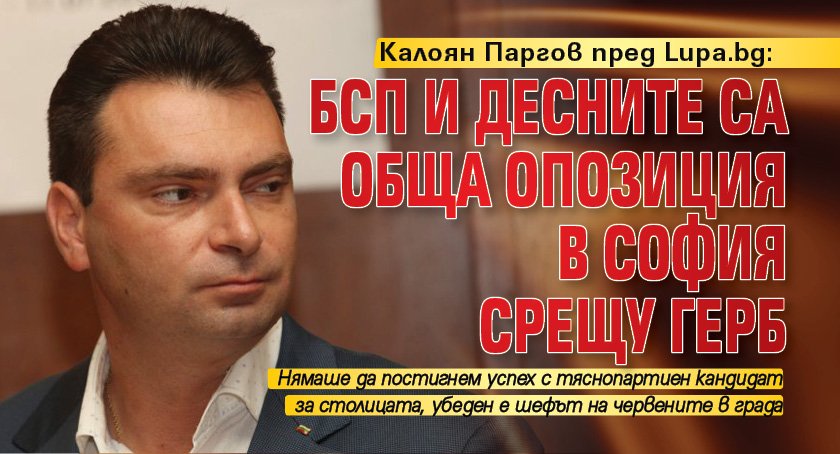 Калоян Паргов пред Lupa.bg: БСП и десните са обща опозиция в София срещу ГЕРБ