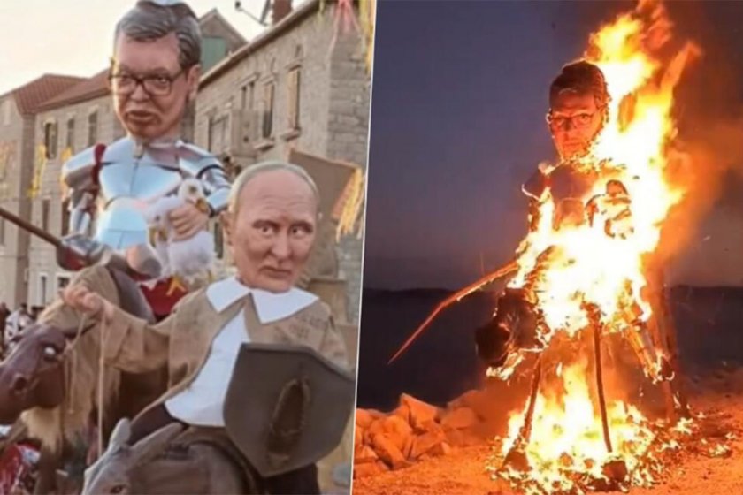 В Хърватия изгориха кукла с образа на Вучич (ВИДЕО)