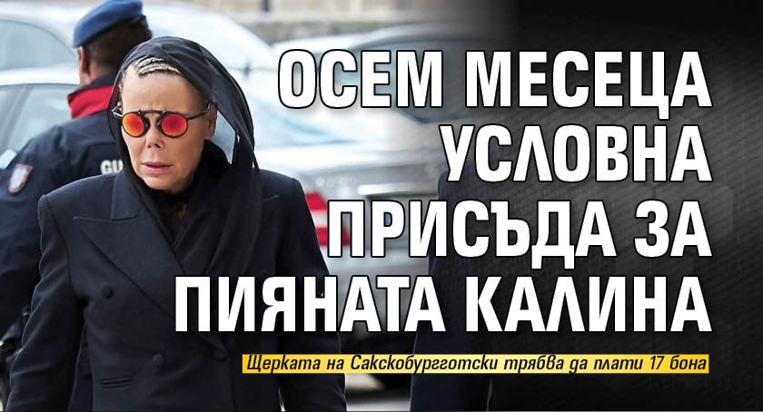 Осем месеца условна присъда за пияната Калина