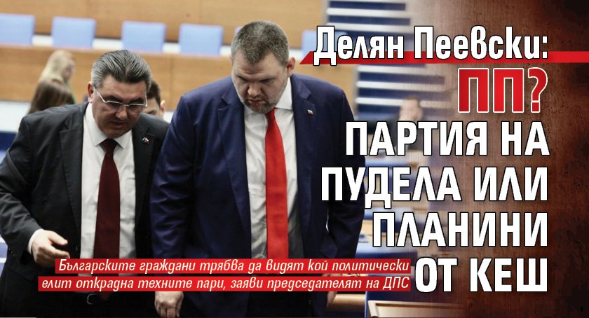 Делян Пеевски: ПП? Партия на Пудела или планини от кеш
