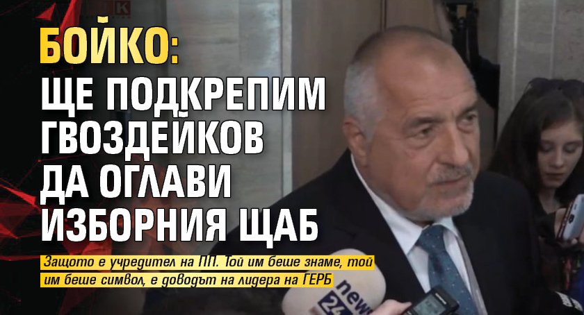 Бойко: Ще подкрепим Гвоздейков да оглави изборния щаб