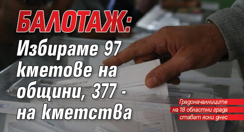 Балотаж: Избираме 97 кметове на общини, 377 - на кметства