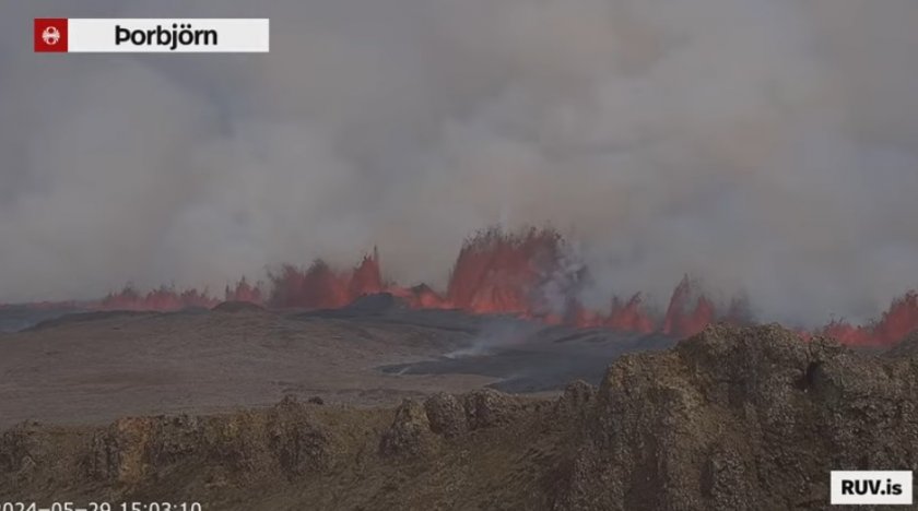 Вижте как вулканът край Гриндавик бълва лава (УНИКАЛНО ВИДЕО)