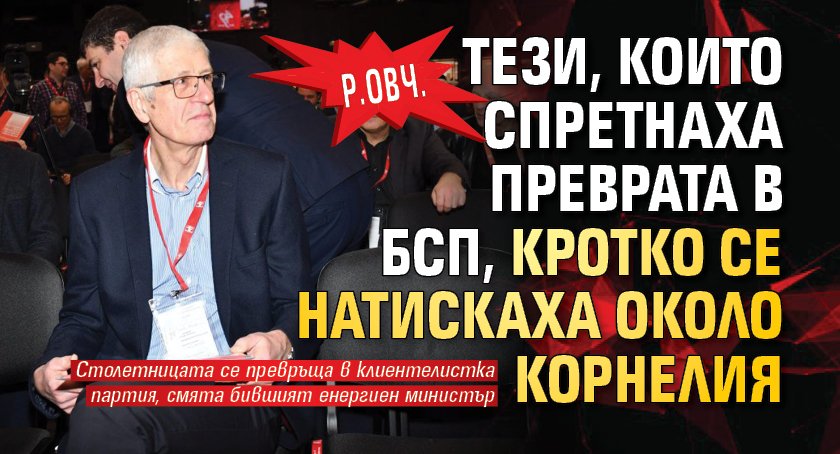 Р.Овч.: Тези, които спретнаха преврата в БСП, кротко се натискаха около Корнелия
