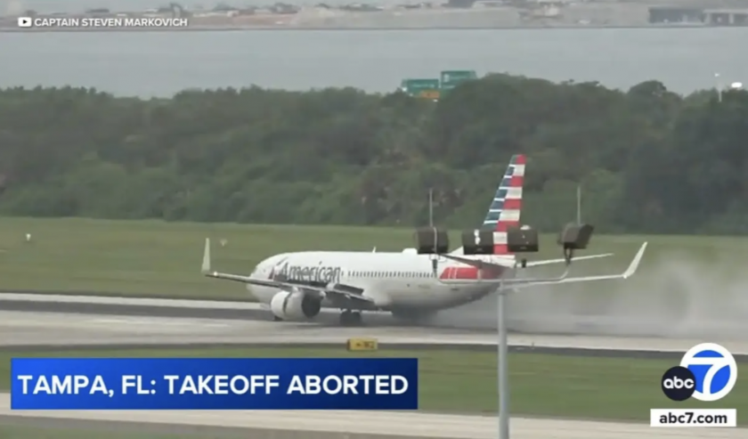 Самолет спука гума при излитане в Тампа, после се запали (ВИДЕО)