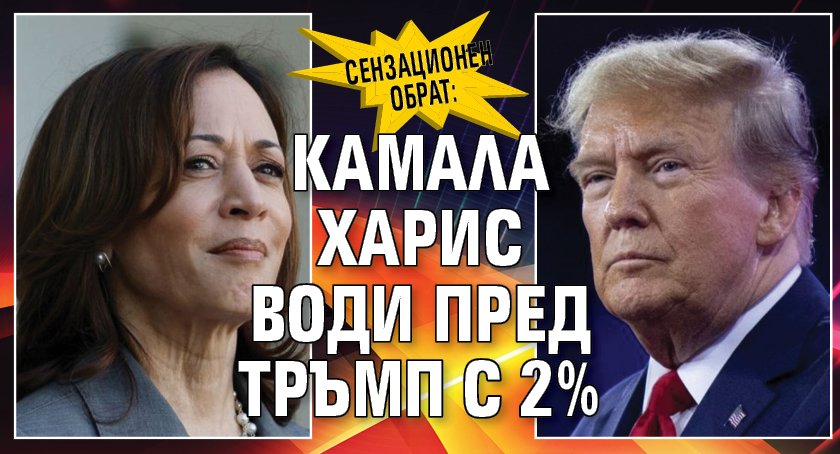 СЕНЗАЦИОНЕН ОБРАТ: Камала Харис води пред Тръмп с 2%