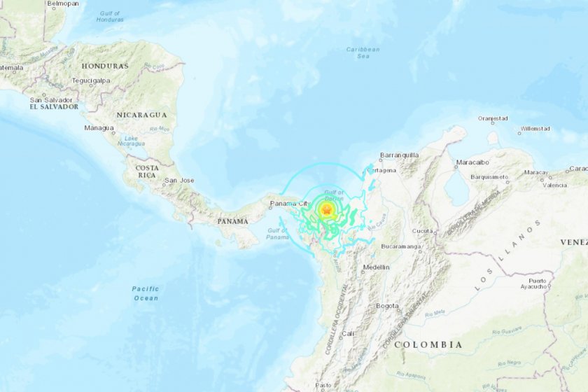Силно земетресение южно от Панама