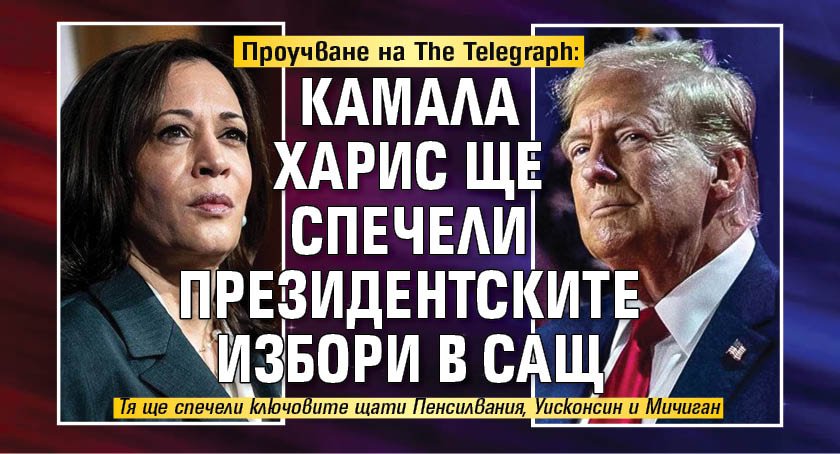 Проучване на The Telegraph: Камала Харис ще спечели президентските избори в САЩ