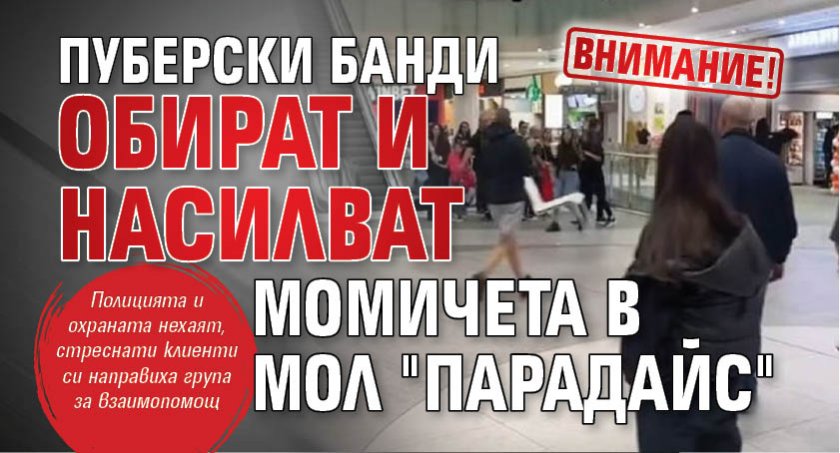 ВНИМАНИЕ! Пуберски банди обират и насилват момичета в мол "Парадайс"