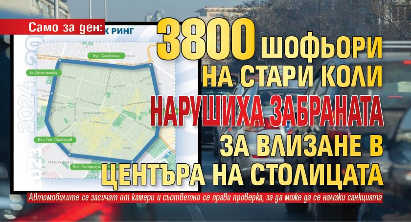 Само за ден: 3800 шофьори на стари коли нарушиха забраната за влизане в центъра на столицата