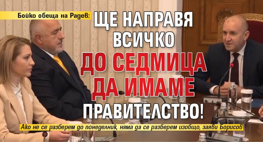 Бойко обеща на Радев: Ще направя всичко до седмица да имаме правителство!