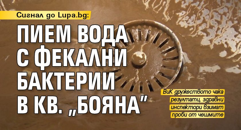 Сигнал до Lupa.bg: Пием вода с фекални бактерии в кв. "Бояна"