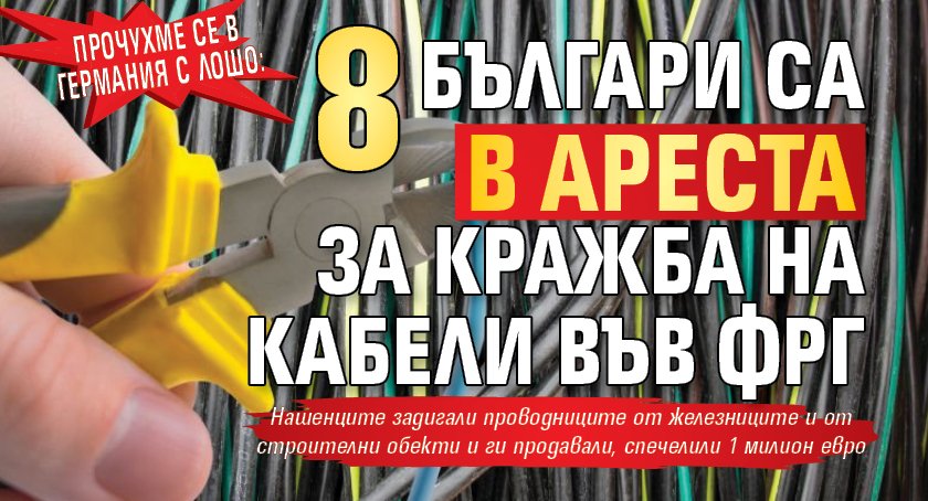 Прочухме се в Германия с лошо: 8 българи са в ареста за кражба на кабели във ФРГ