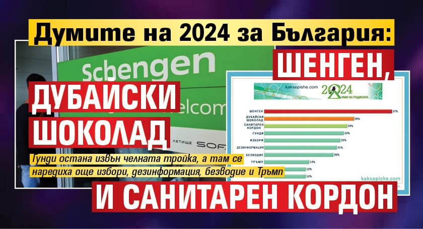 Думите на 2024 за България: Шенген, дубайски шоколад и санитарен кордон 