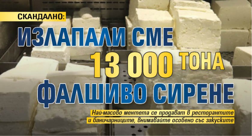 СКАНДАЛНО: Излапали сме 13 000 тона фалшиво сирене