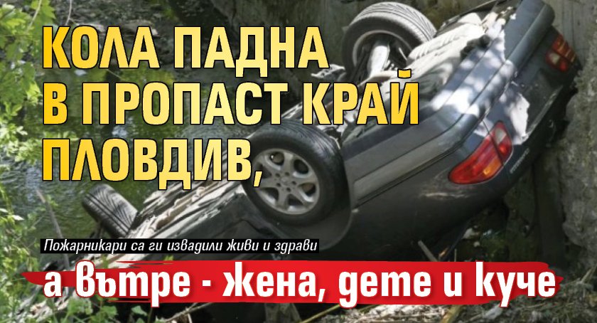Кола падна в пропаст край Пловдив, а вътре - жена, дете и куче