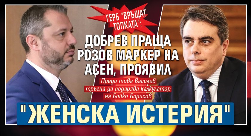 ГЕРБ "връщат топката": Добрев праща розов маркер на Асен, проявил "женска истерия" 