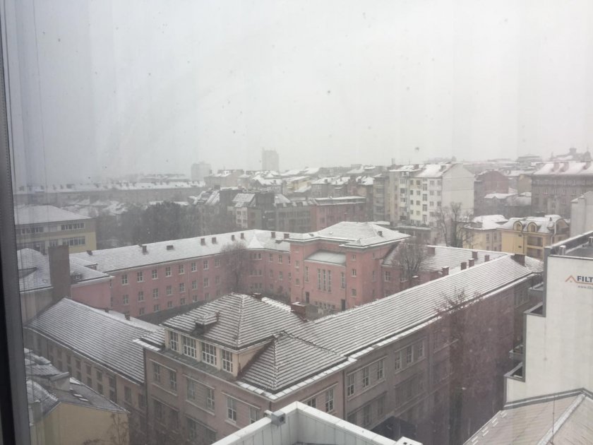 Първи сняг заваля в София