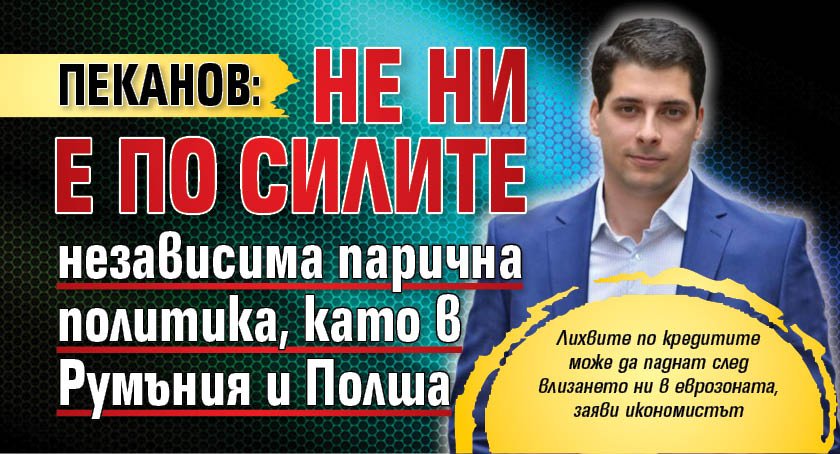 Пеканов: Не ни е по силите независима парична политика, като в Румъния и Полша