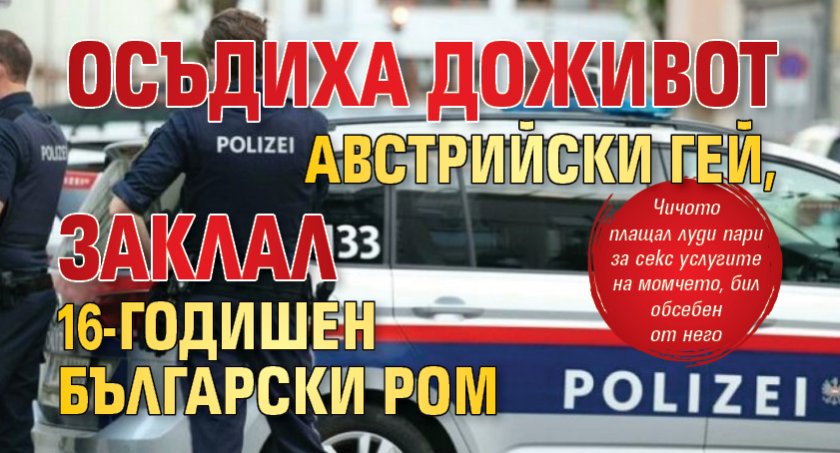 Осъдиха доживот австрийски гей, заклал 16-годишен български ром