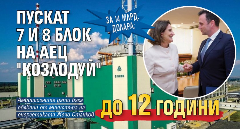 ЗА 14 МЛРД. ДОЛАРА: Пускат 7 и 8 блок на АЕЦ "Козлодуй" до 12 години