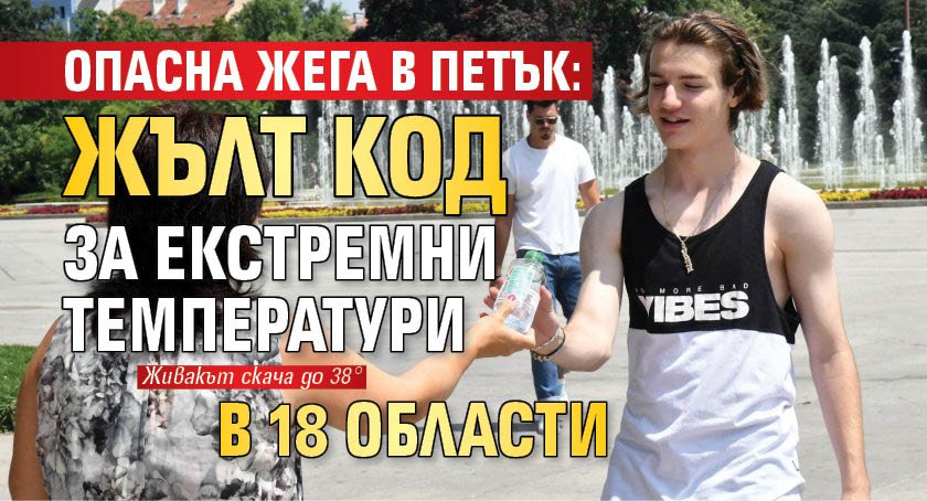 Опасна жега в петък: Жълт код за екстремни температури в 18 области