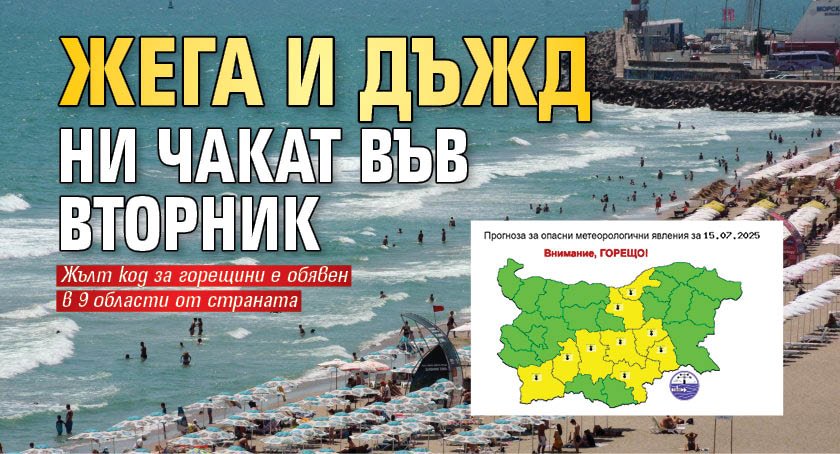 Жега и дъжд ни чакат във вторник