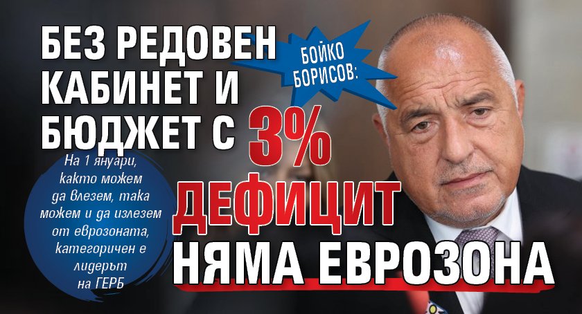 Бойко Борисов: Без редовен кабинет и бюджет с 3% дефицит няма еврозона