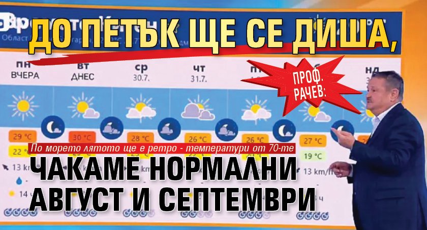 Проф. Рачев: До петък ще се диша, чакаме нормални август и септември