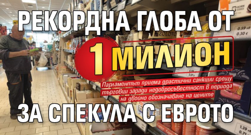 Рекордна глоба от 1 милион за спекула с еврото