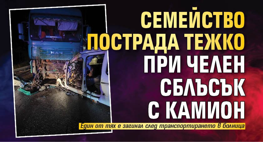 Семейство пострада тежко при челен сблъсък с камион