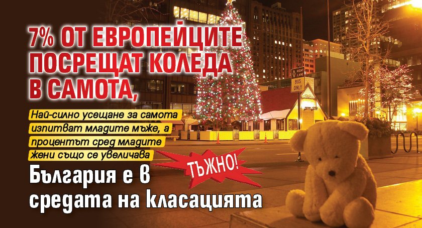 Тъжно! 7% от европейците посрещат Коледа в самота, България е в средата на класацията