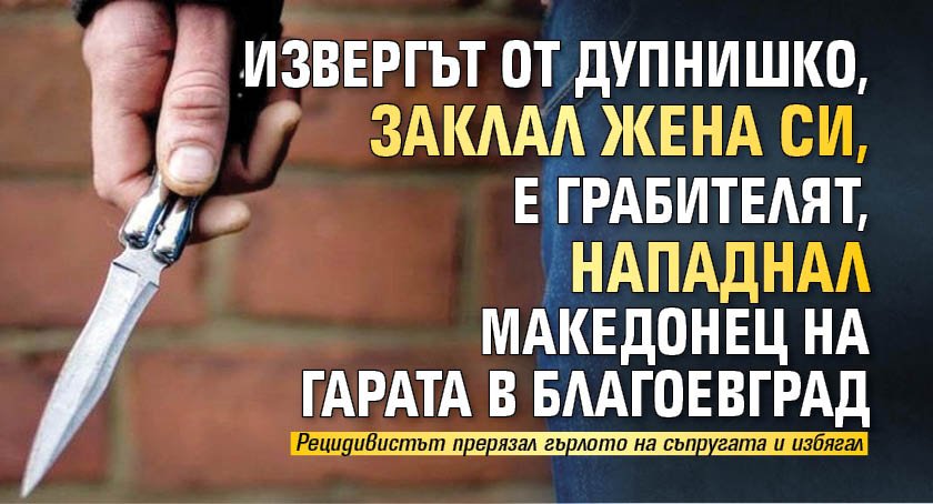 Извергът от Дупнишко, заклал жена си, е грабителят, нападнал македонец на гарата в Благоевград