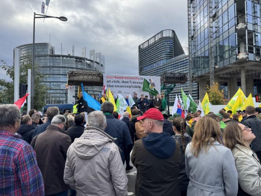 Фермери протестират пред Европейския парламент в Страсбург