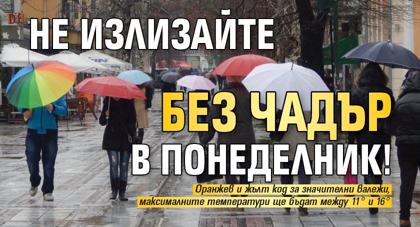 Не излизайте без чадър в понеделник!