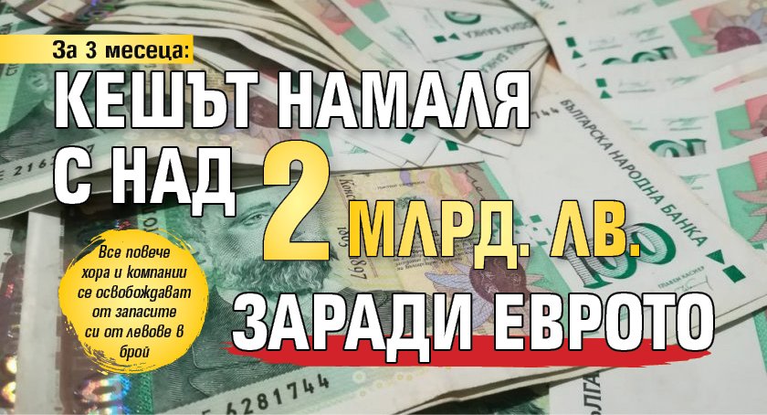 За 3 месеца: Кешът намаля с над 2 млрд. лв. заради еврото