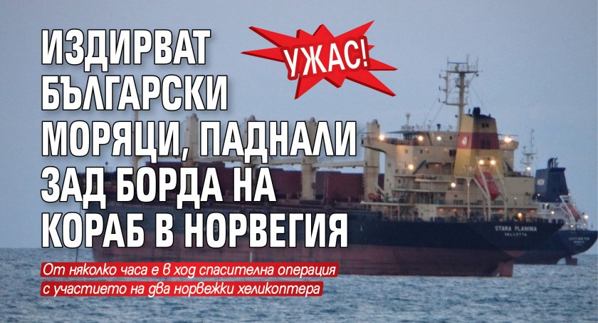 Ужас! Издирват български моряци, паднали зад борда на кораб в Норвегия