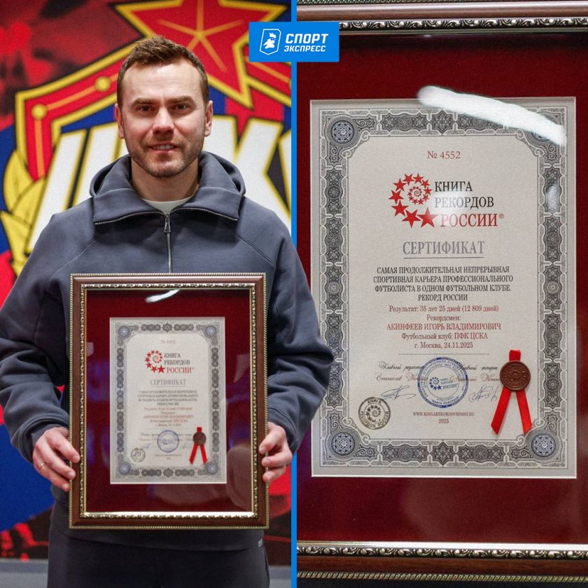 Акинфеев в Книгата на рекордите