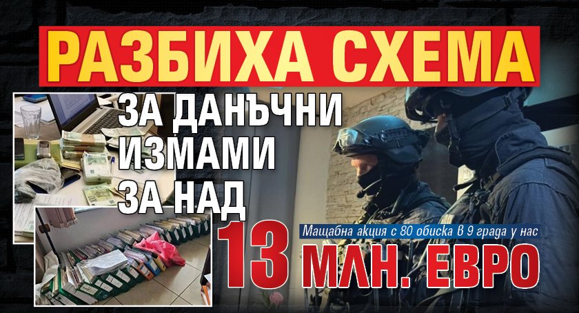 Разбиха схема за данъчни измами за над 13 млн. евро