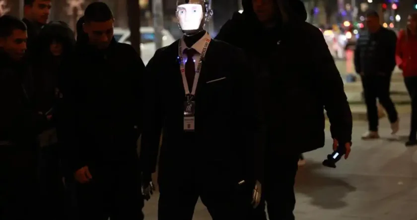 УНИКАЛНО: Роботът Робърт също на протеста (ВИДЕО)