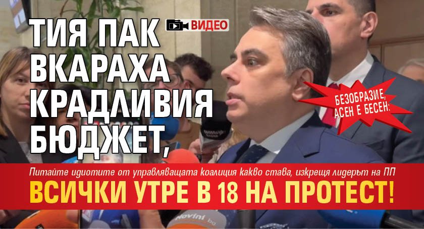 Безобразие, Асен е бесен: Тия пак вкараха крадливия бюджет, всички утре в 18 на протест! (ВИДЕО)
