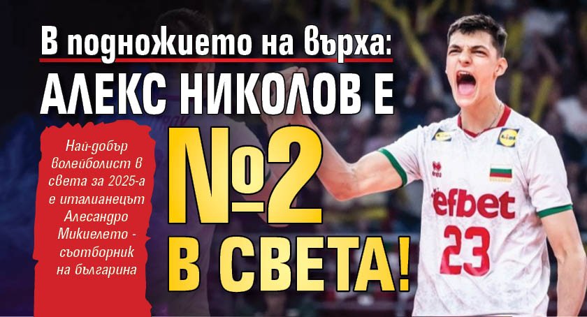 В подножието на върха: Алекс Николов е №2 в света!