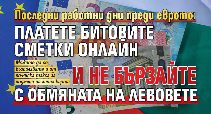 Последни работни дни преди еврото: Платете битовите сметки онлайн и не бързайте с обмяната на левовете